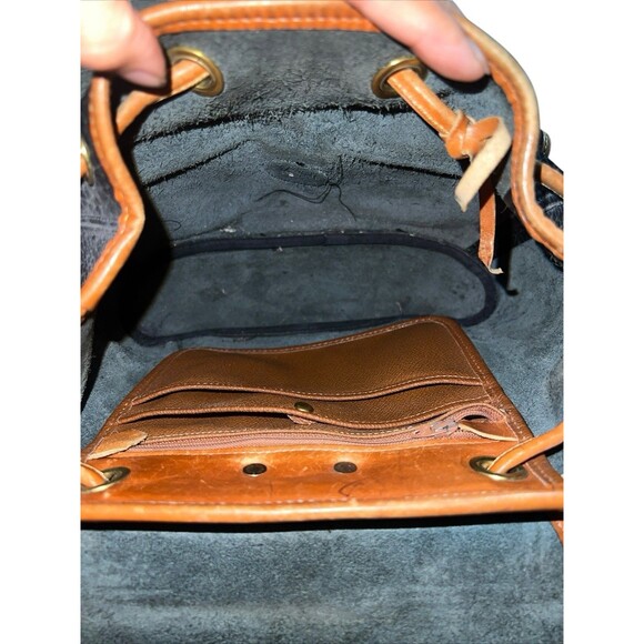 Vintage 90s Dooney & And Bourke Canyon Backpack/Tan Bag Pebble Leather USA Black - Picture 8 of 16